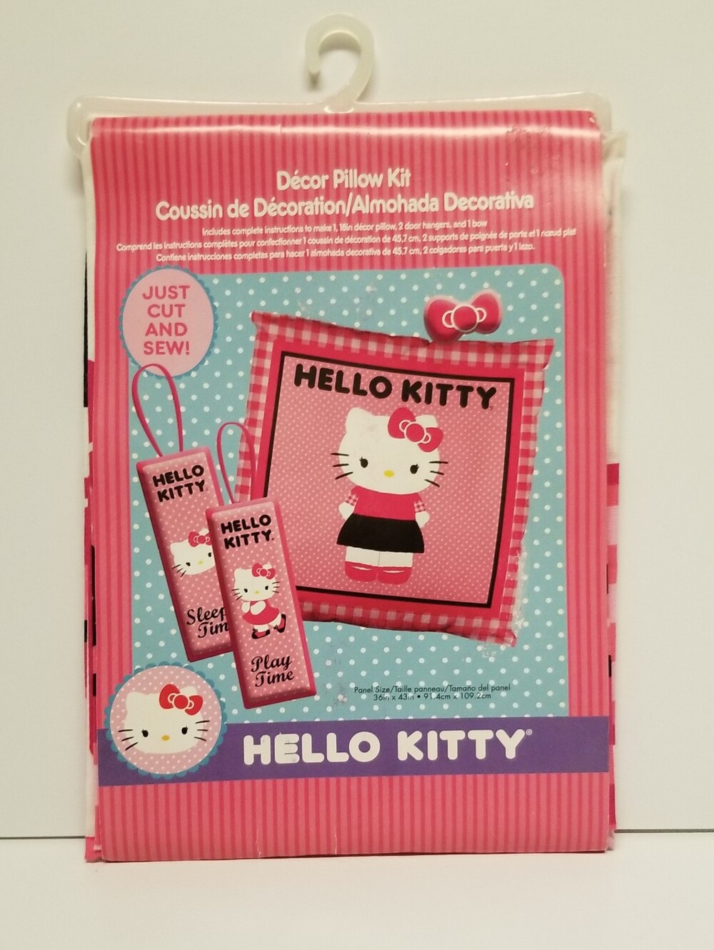 Hello Kitty Decor Pillow & Door Hanger Cut & Sew Kit Sanrio 2012 100% Cotton NEW